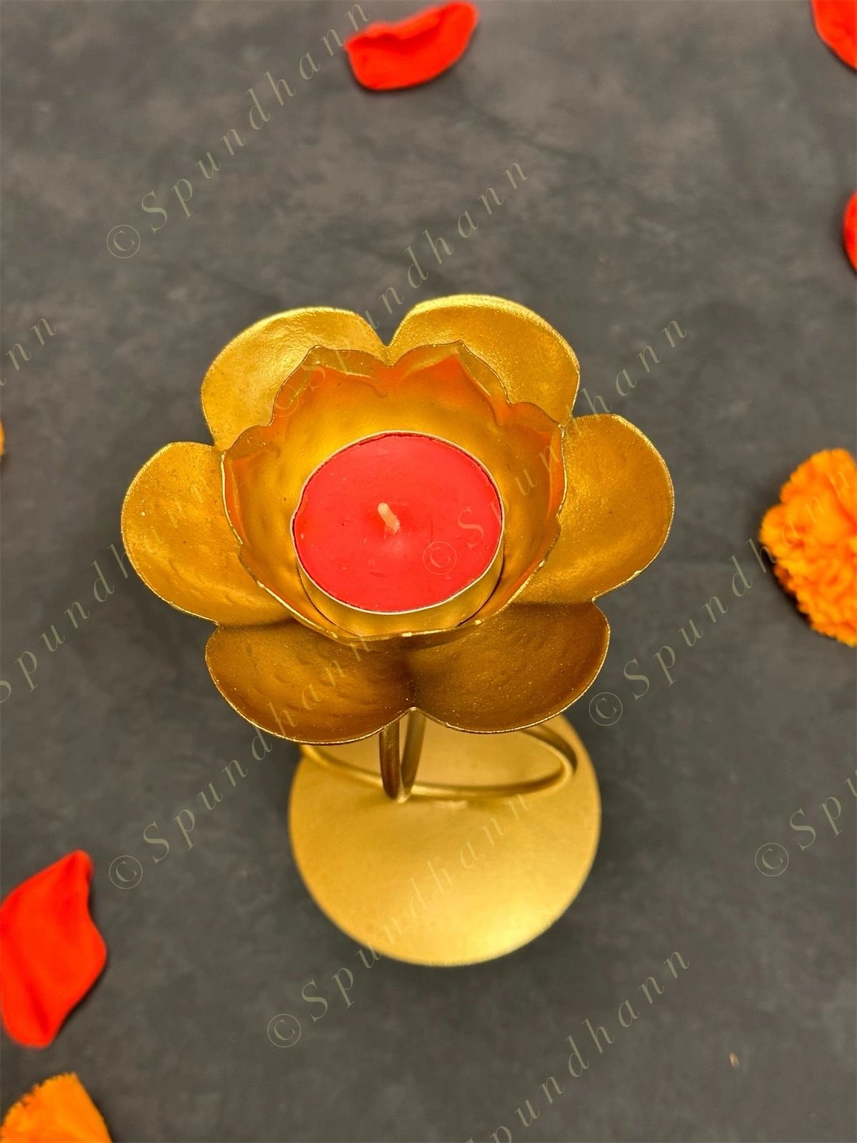 Double Ring Lotus Tea Light Holder