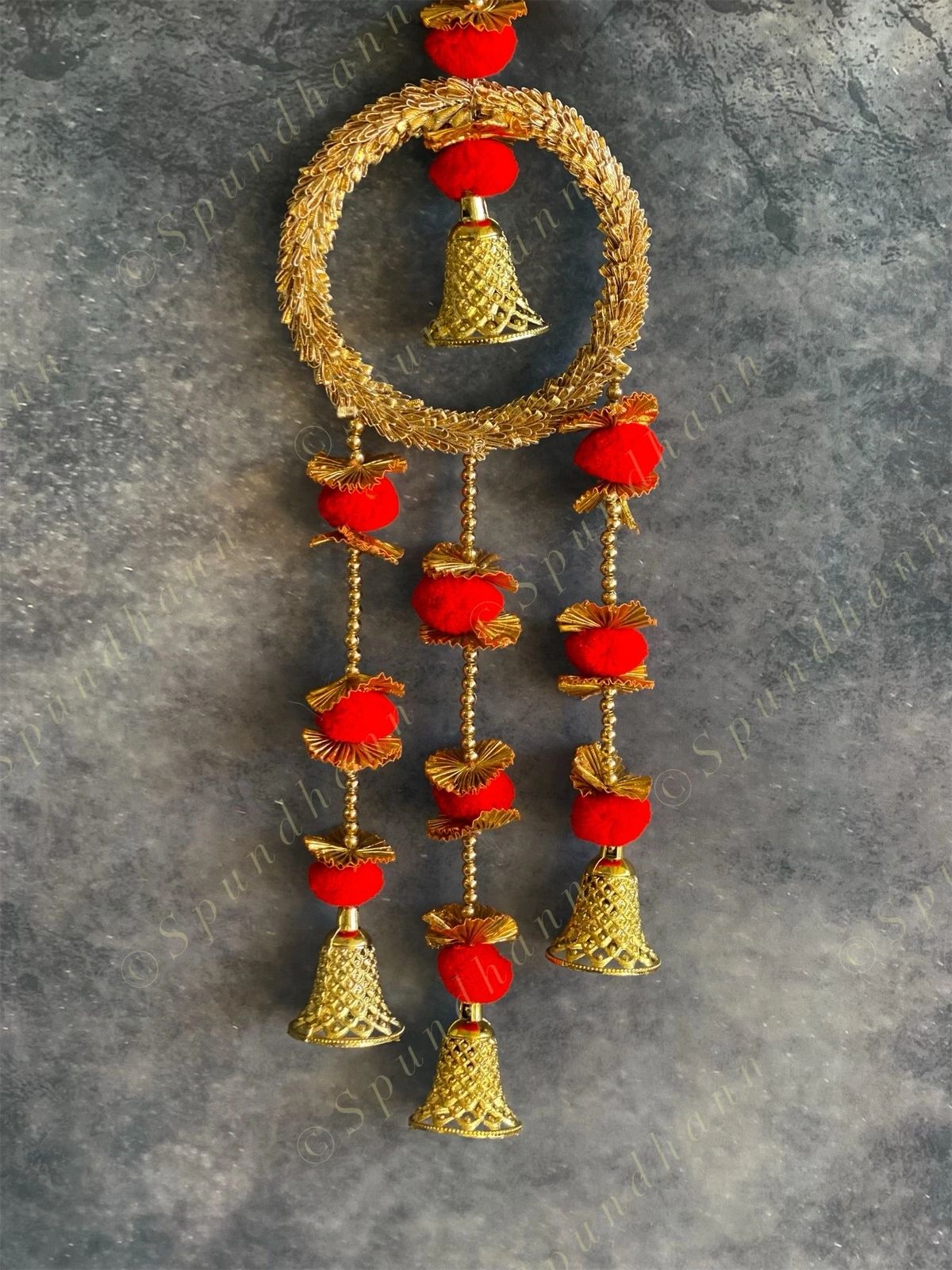 Gota Wreath Wall Hanging with Pom Pom & Bells