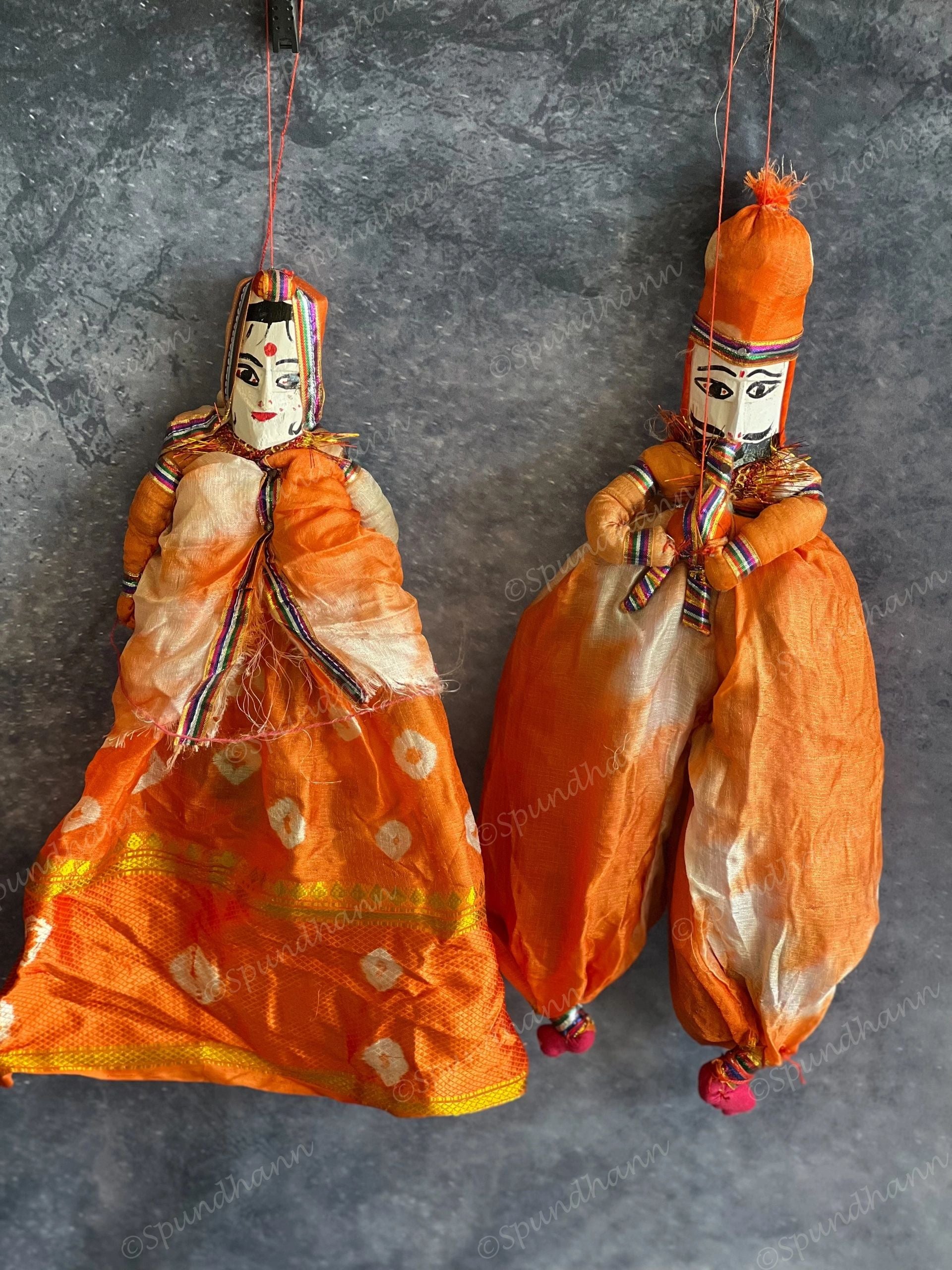 Ethnic Indian Rajasthani Kathputli Set of 2 (Puppet Dolls) #2