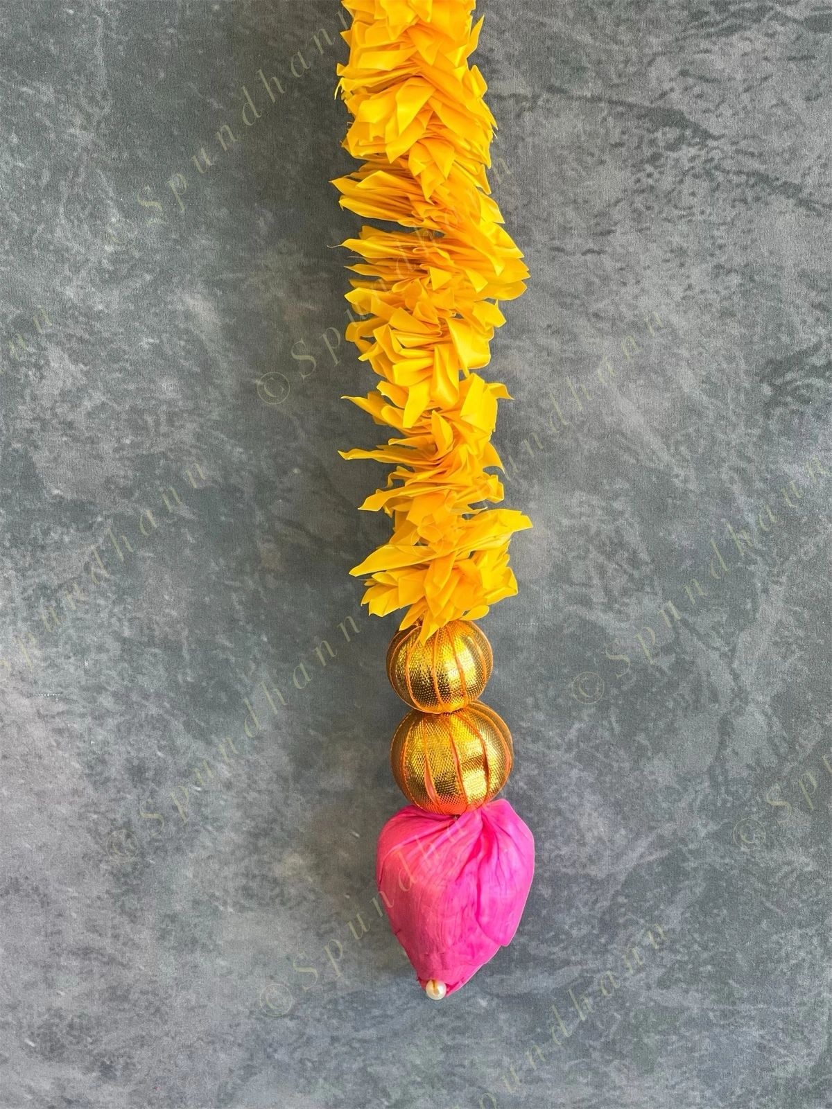 Yellow Chameli, Gota & Pink Lotus Bud Dangler String