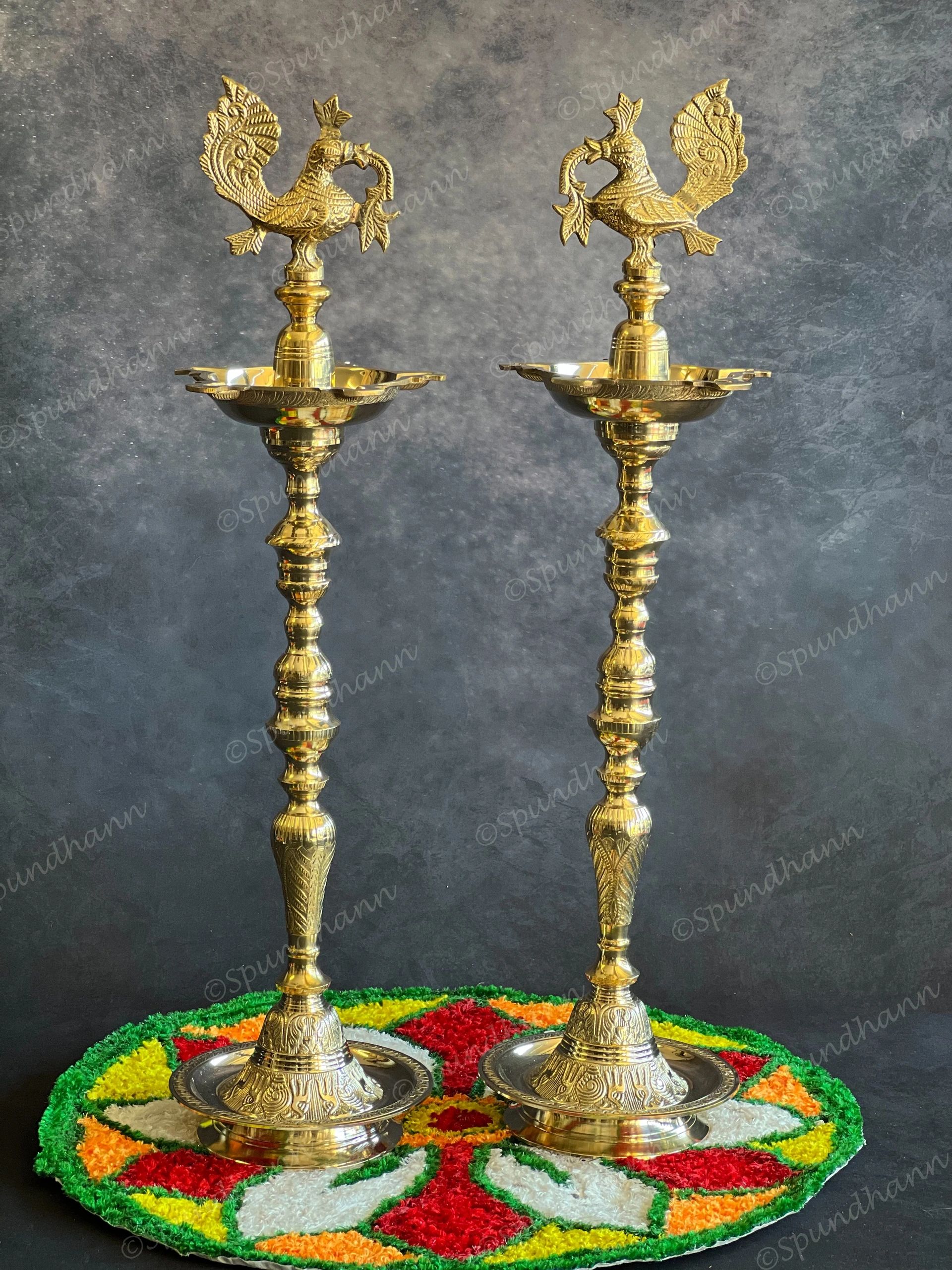 Fancy Peacock Brass Lamp