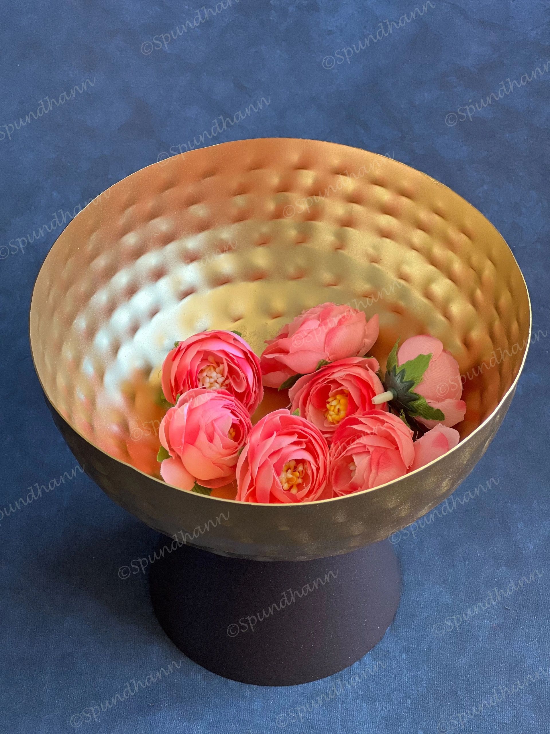 Hammered Gold Elevated Metal Dry Fruit Bowl