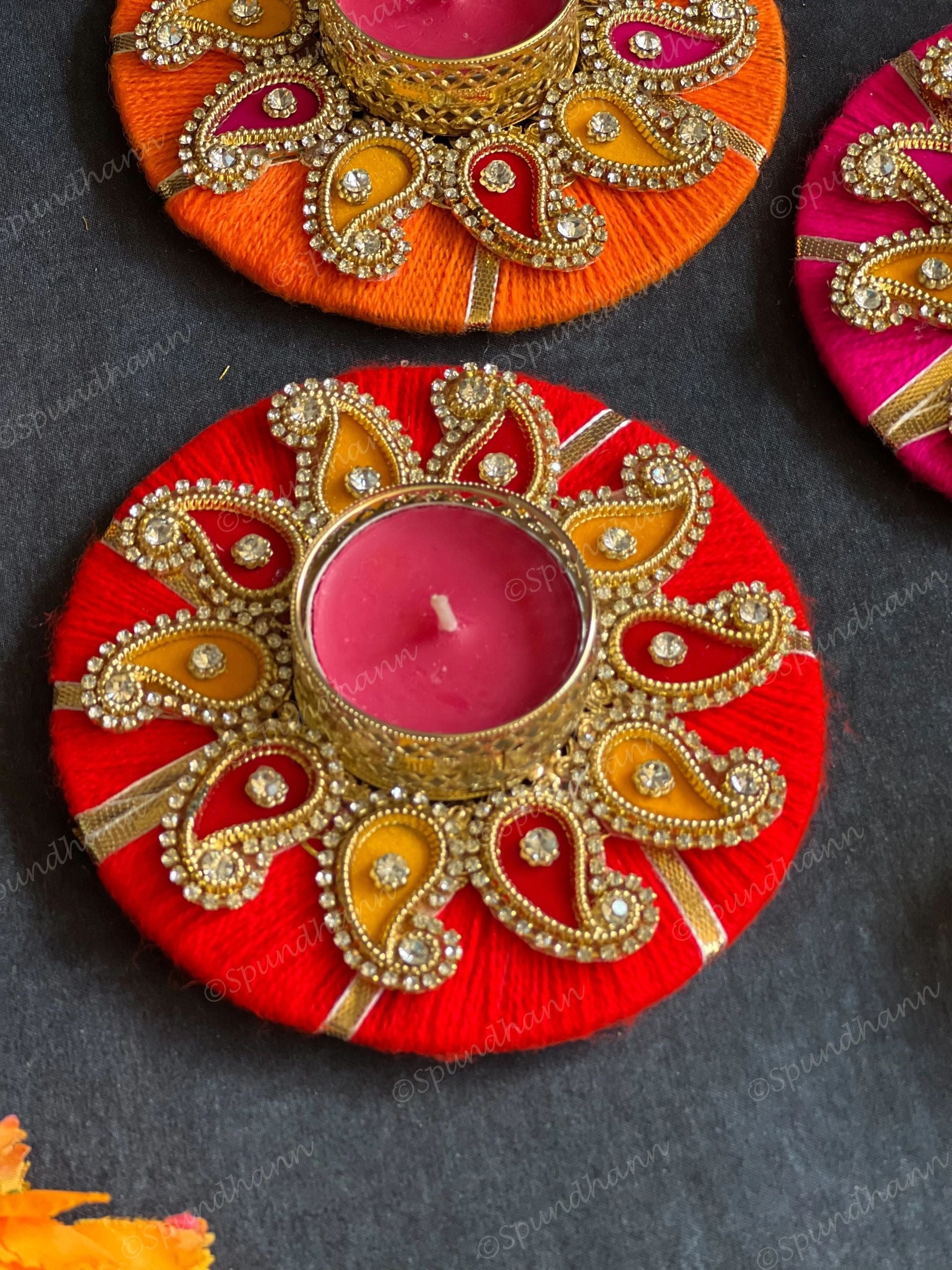Paisley Wooden Tea Light Holder