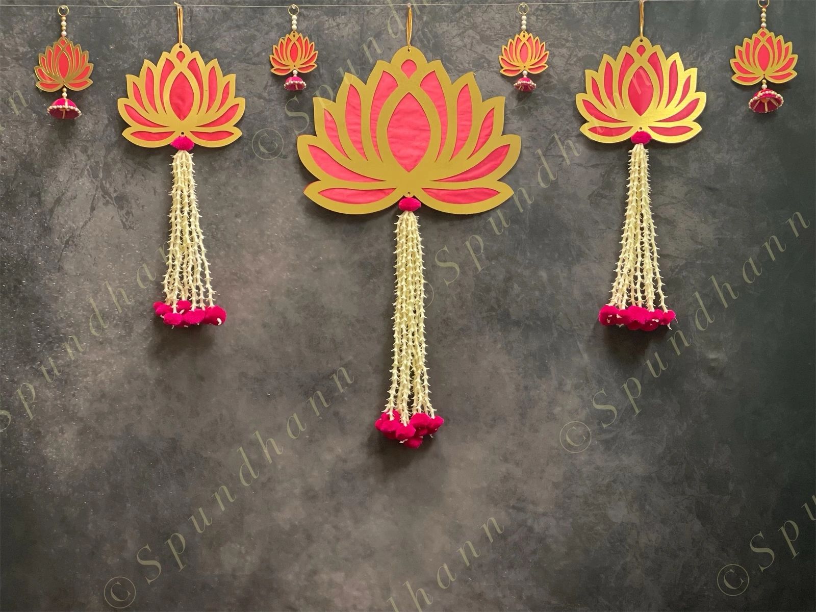 Large Lotus with Rajnigandha and pom pom Dangler