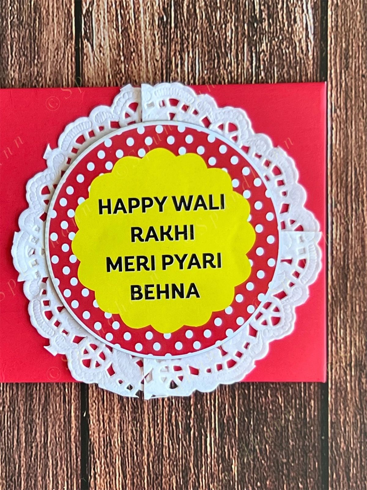Rakhi Envelope in Red Color with Happy Wali Rakhi Writing