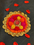 Colorful Pom Pom & Gota Lined Large Tea Light Holder