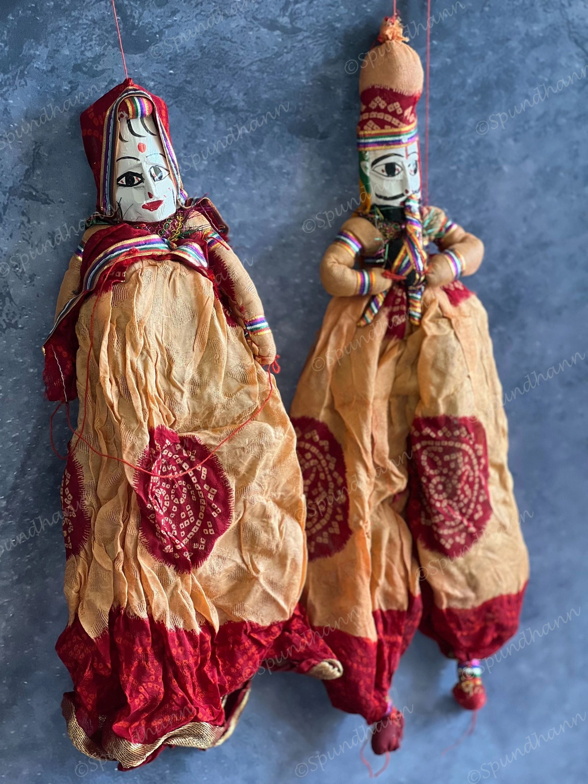 Ethnic Indian Rajasthani Kathputli Set of 2 (Puppet Dolls) #2