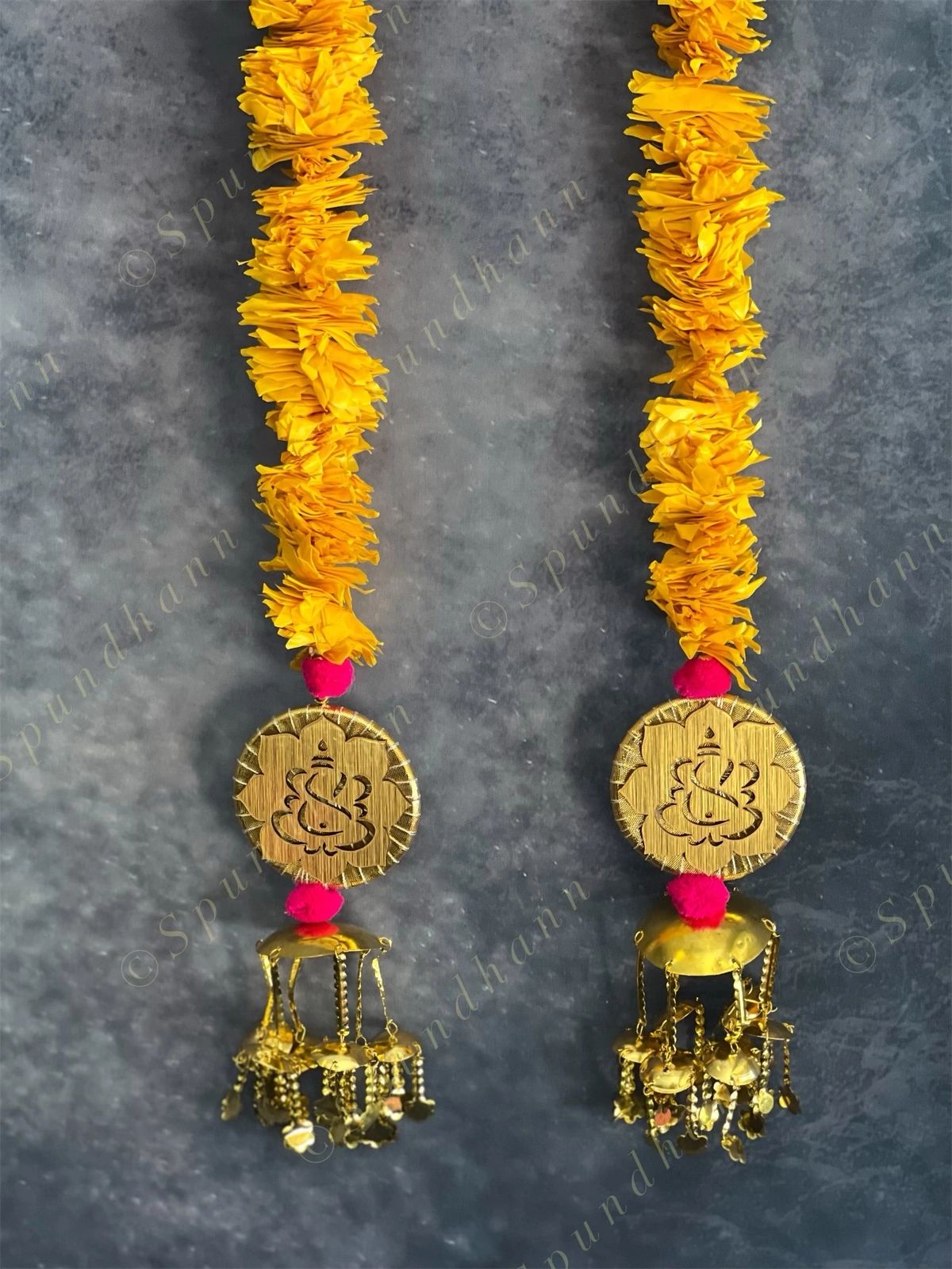 Yellow Chameli & Golden Ganesh Dangler Set of 2