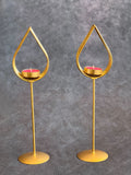 Golden Wire Drop Shape Standing Tea Light Holder