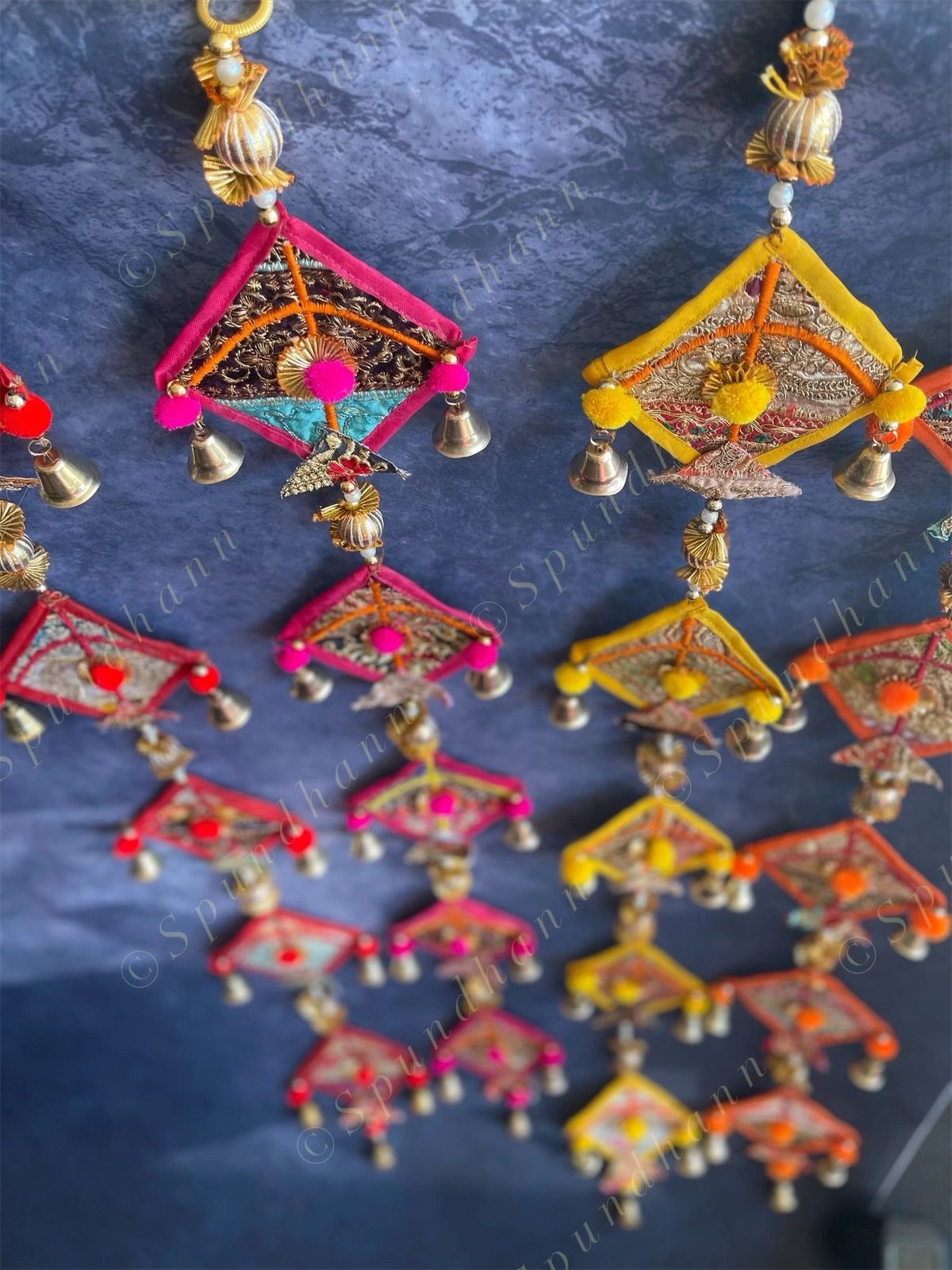 Small Kites with Bells Wall Hanging Decor Set of 2