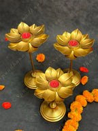 Tall Rounded Lotus Standing Tea Light Holder Set of 3