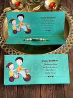 Rakhi with Greeting Card in Blue Color