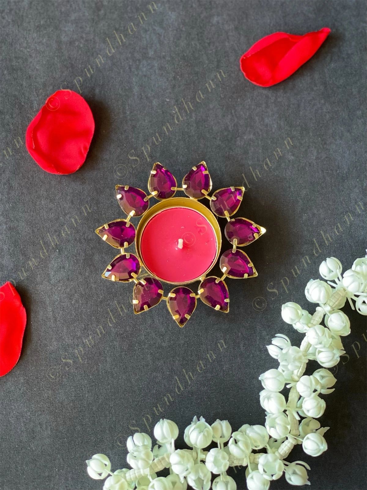 Gemstone Studded Tea Light Holder