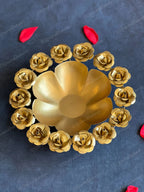 Golden Roses Floral Metal Urli