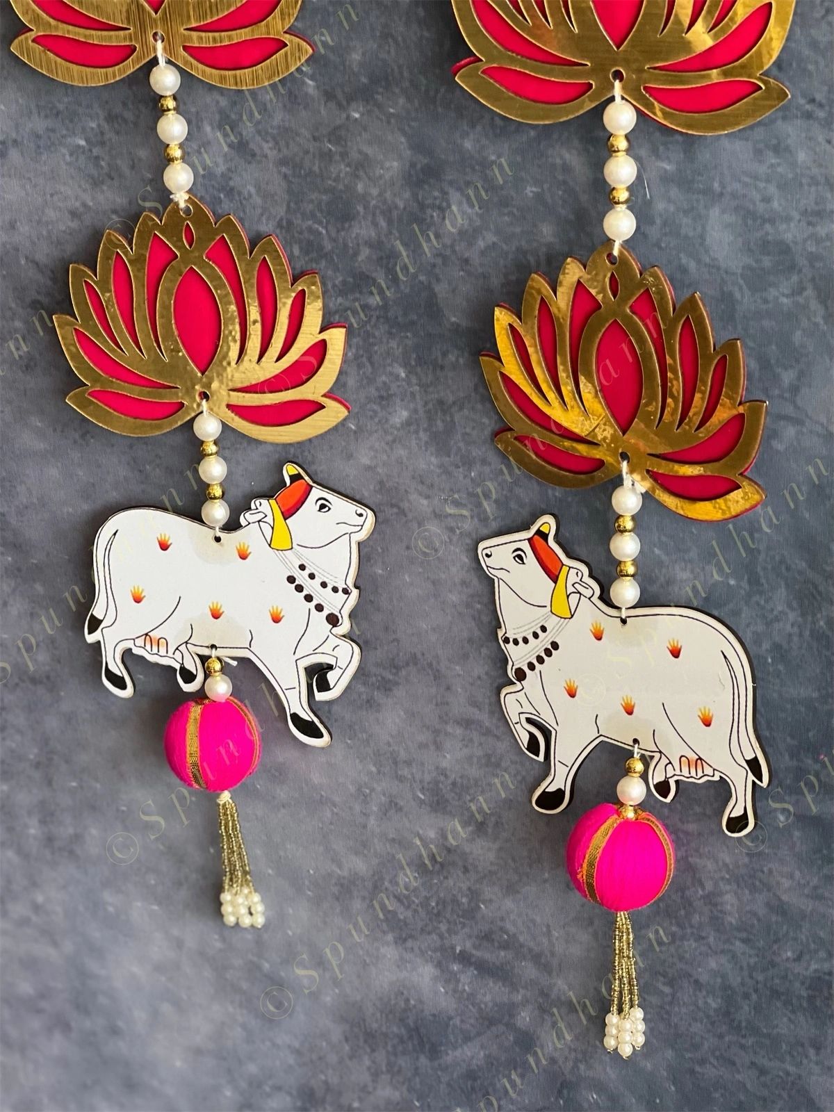 Lotus & Pearls Cow Wall Dangler Set of 2