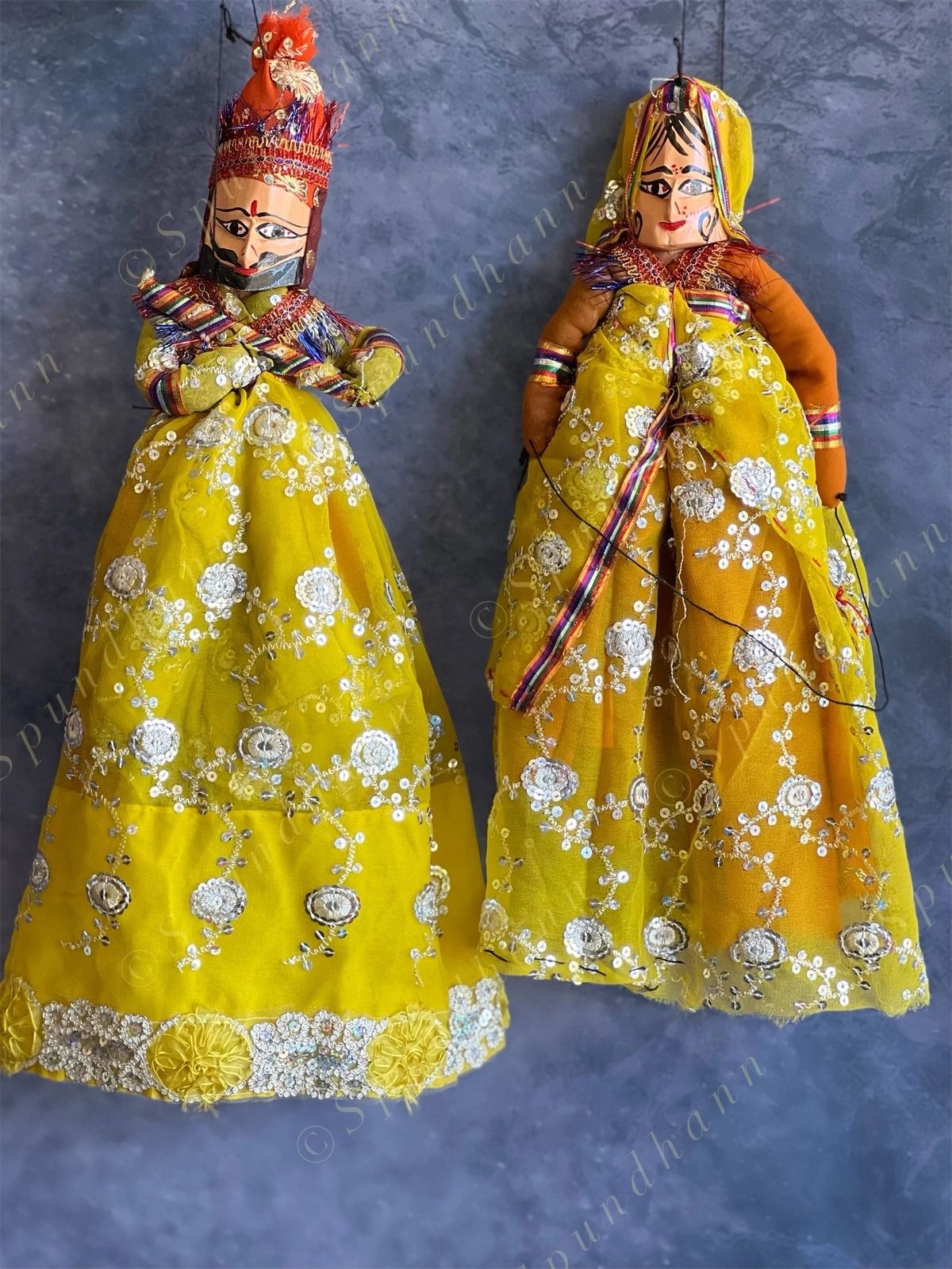 Ethnic Indian Rajasthani Kathputli Set of 2 (Puppet Dolls)