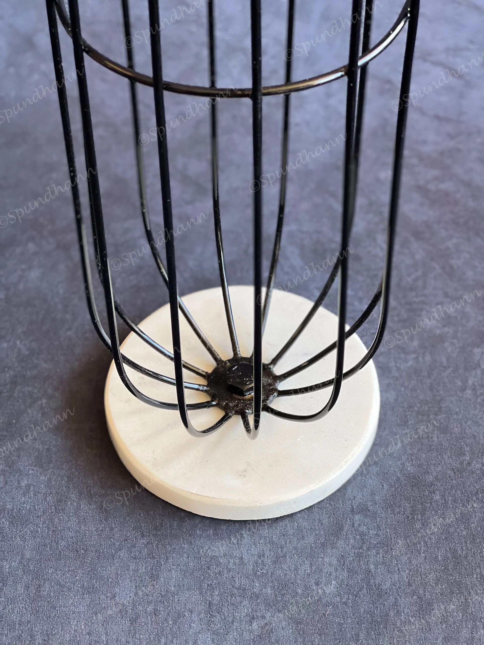 Tall Black Wired Candle Holder Stand with Marble Base