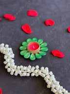 Red & Green Gemstone Studded Tea Light Holder