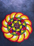 Multicolored Geometric Print Rangoli Floor Mat 3ft