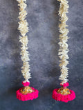 Chameli, Jute, Gota & Pink Pom Pom Dangler Set of 2