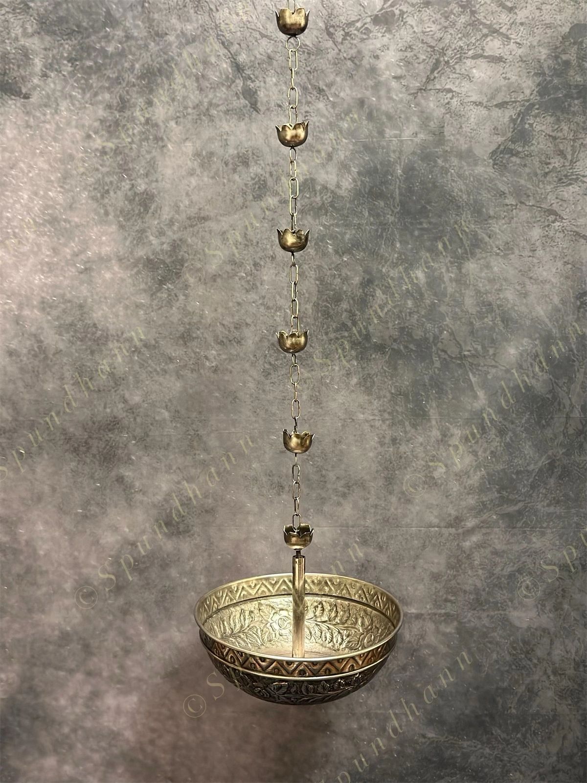 Hanging Embossed Urli in Silver Color Finish