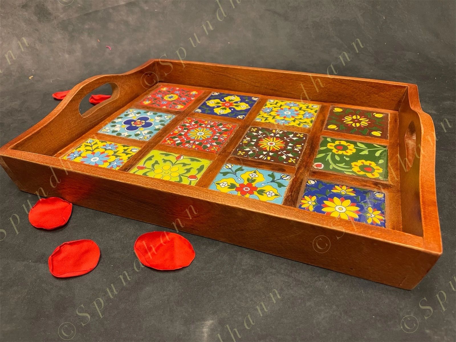Ceramic Styled Wooden PARTY SERVING TRAY