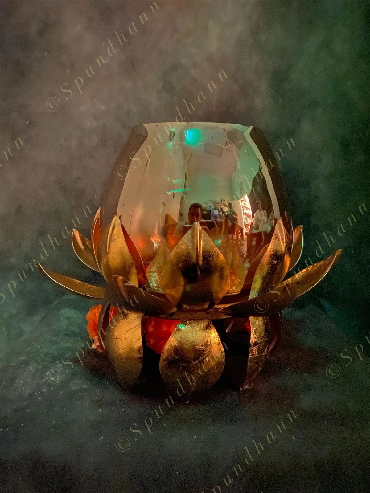 Big Lotus with Glass Tea Light Candle Holder