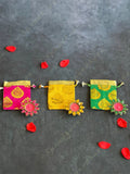 Leaf Print Potli with Studded Tea Light Gift Bags