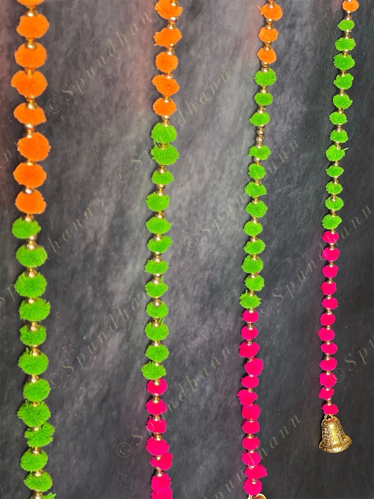Multi Color Pom Pom & Bell Dangler