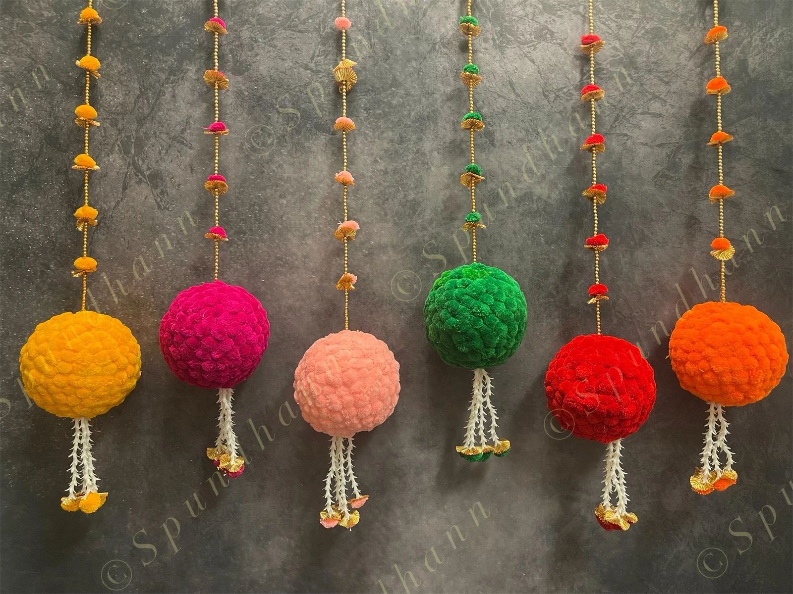 Large Ball and Pom Pom Dangler