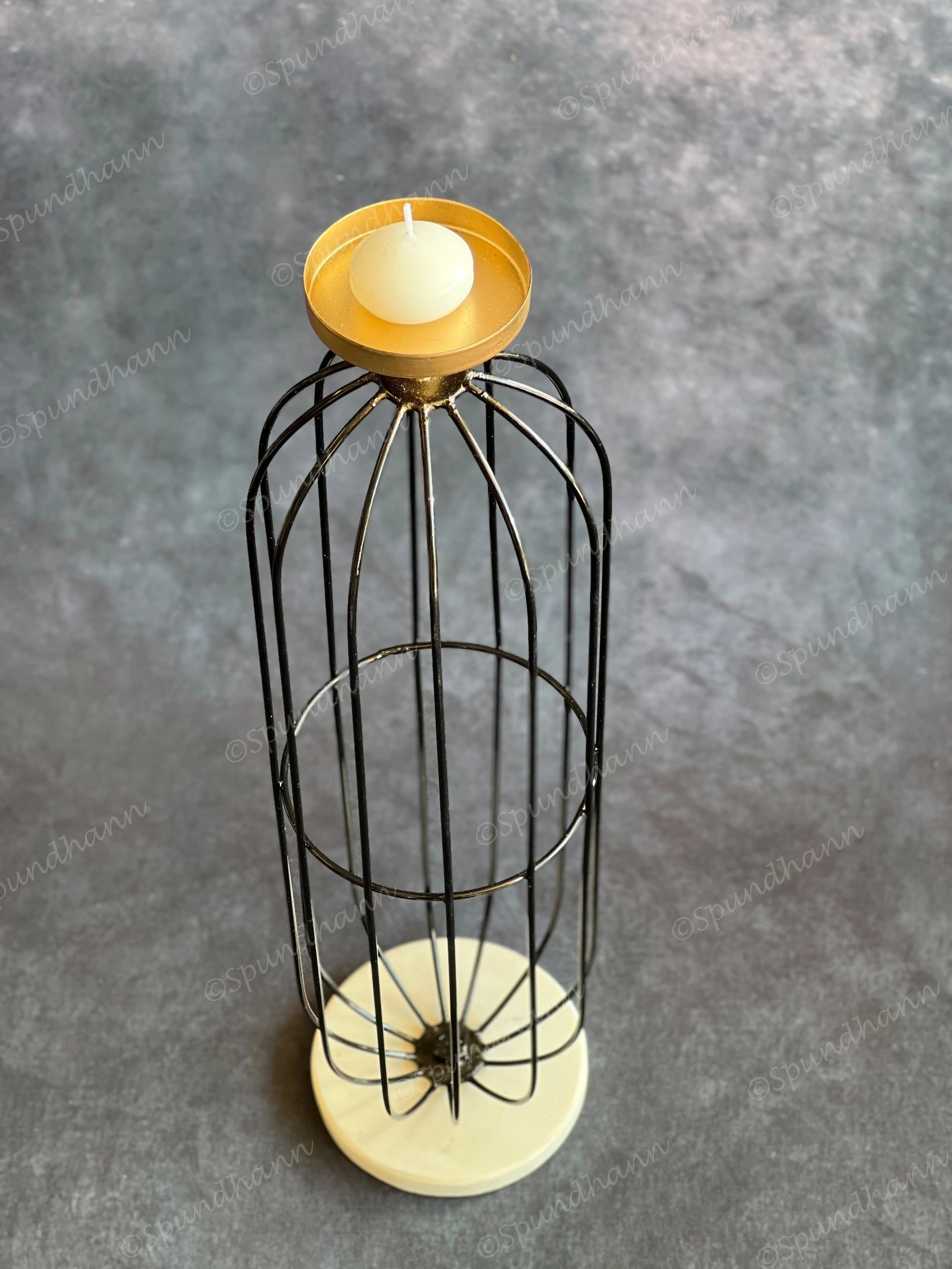 Tall Black Wired Candle Holder Stand with Marble Base