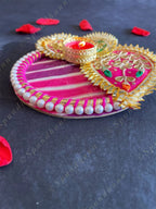 Colorful Leheriya, Gota & Pearl Studded Tea Light Holder