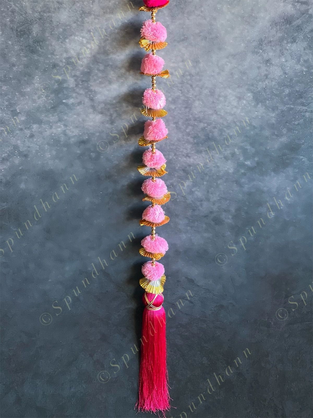 Pink Pom Pom, Gota & Tassel Dangler Pair