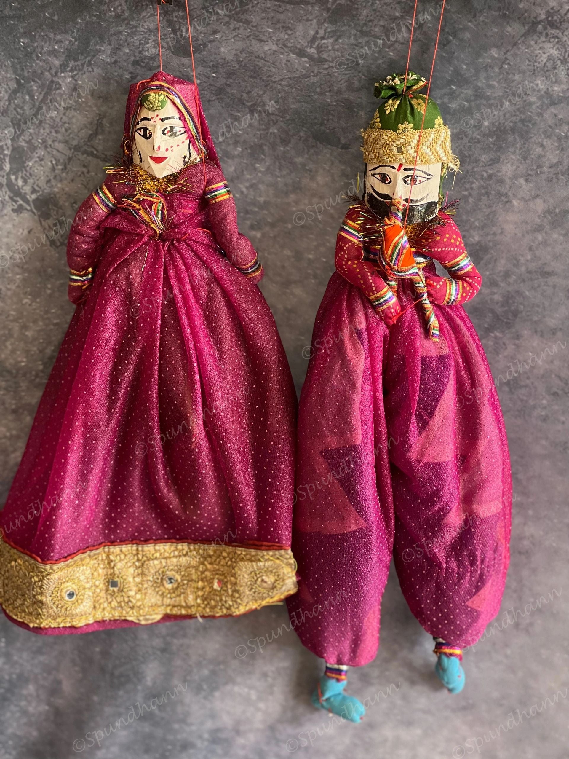Ethnic Indian Rajasthani Kathputli Set of 2 (Puppet Dolls) #2