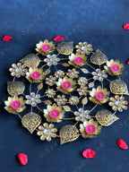 Decorative Studded Flower & Cutwork Leaves Rangoli Tea Light Holder
