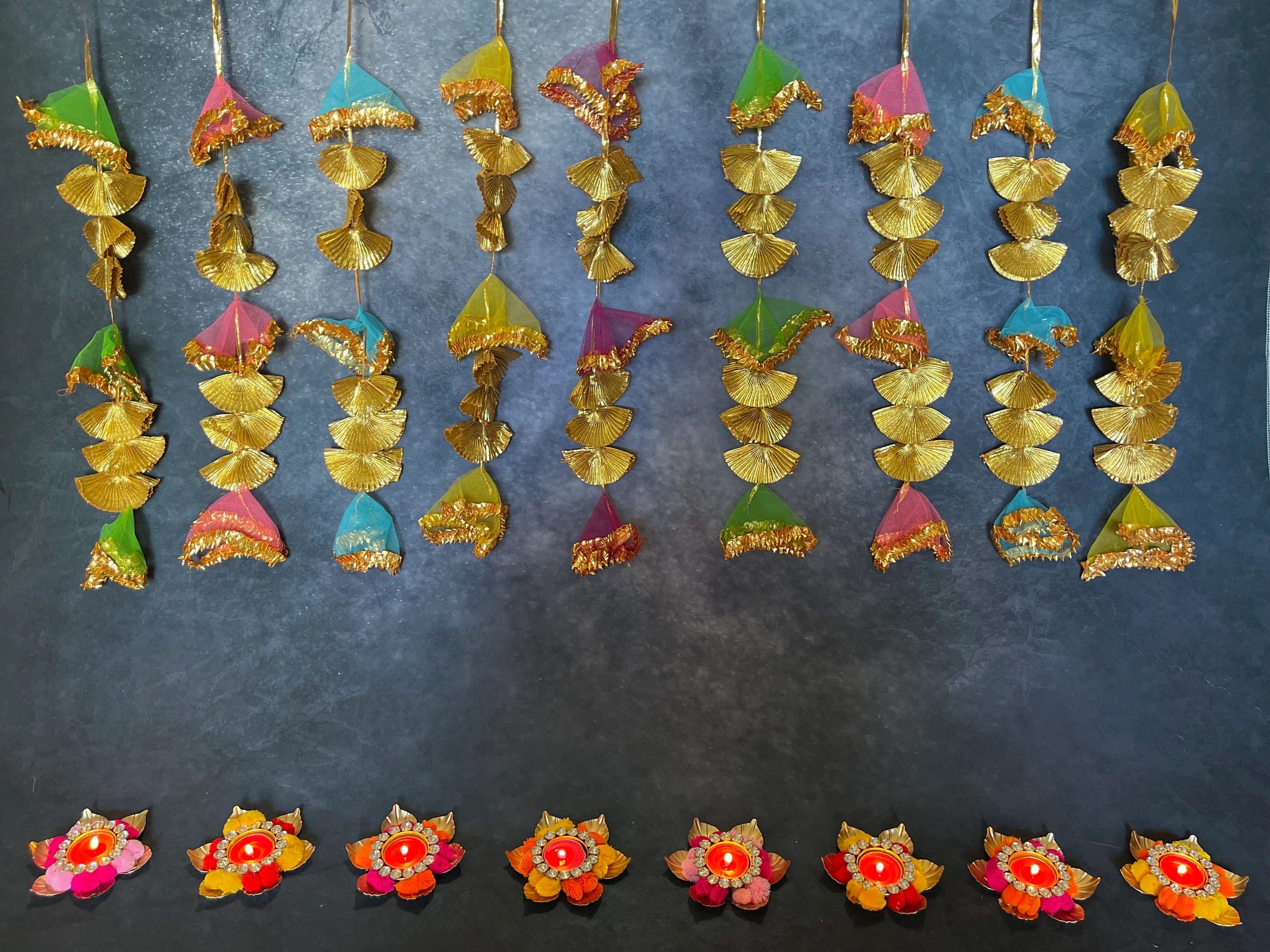 Short Net & Gold Gota Dangler Strings Decor - Pack of 4 Strings