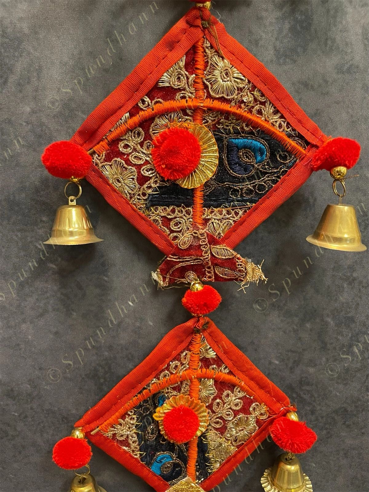 Bell and Pom pom Kites Wall Hanging Decor Set of 2