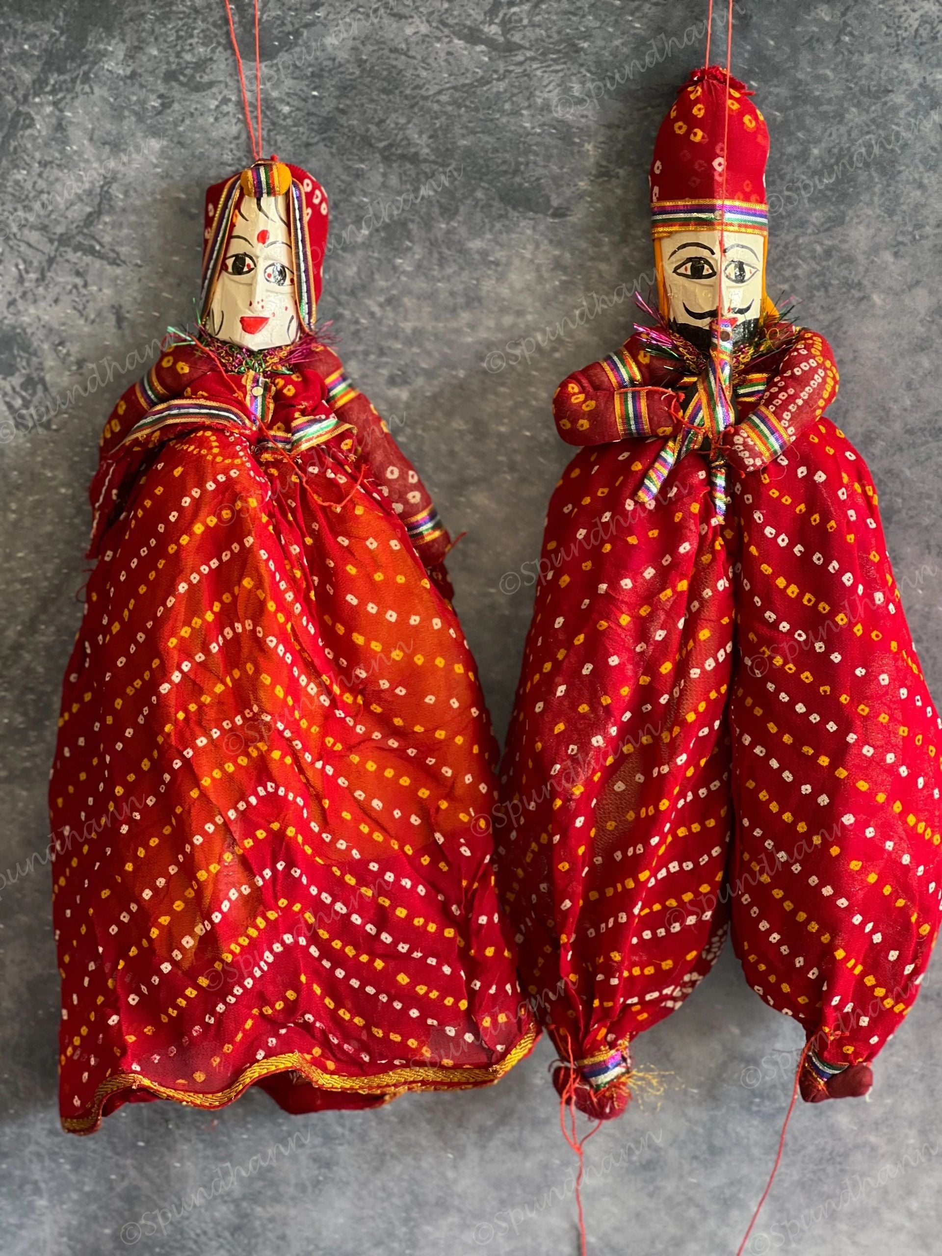 Ethnic Indian Rajasthani Kathputli Set of 2 (Puppet Dolls) #2
