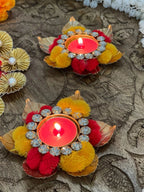 Metal Pom Pom Tea Light Holder