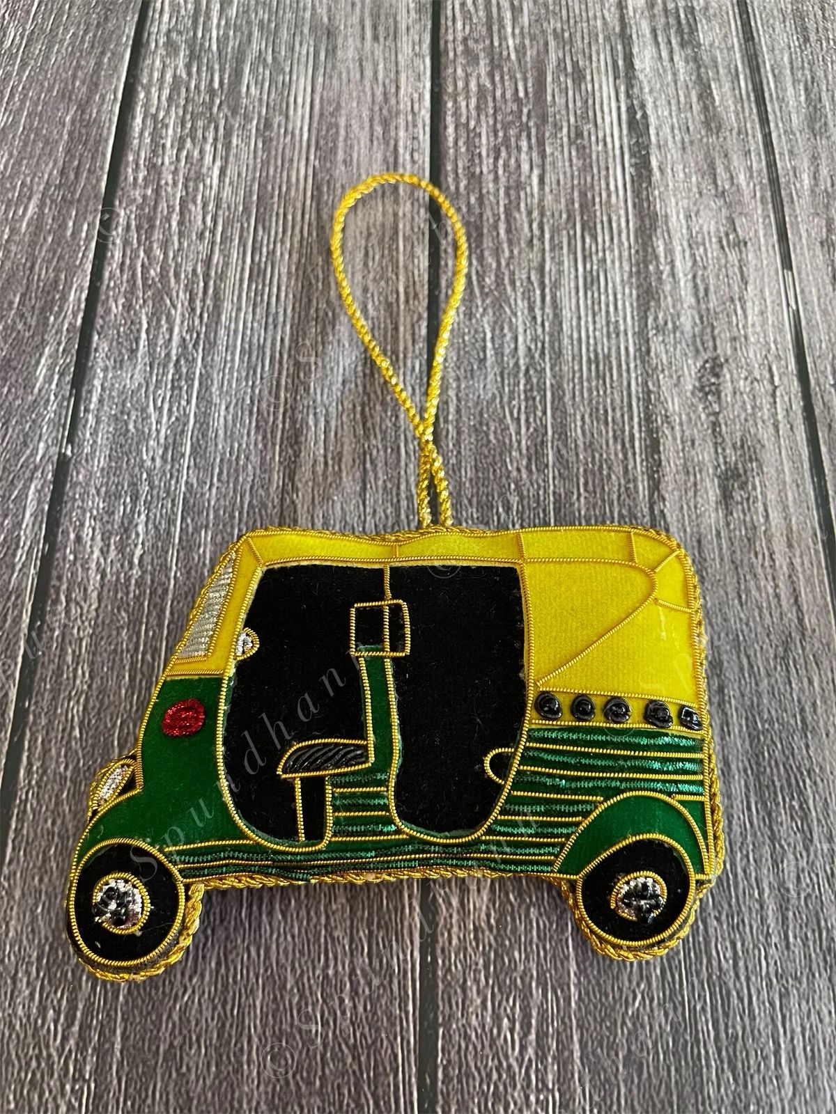 Embroidered Auto-Rickshaw Christmas Tree Ornament