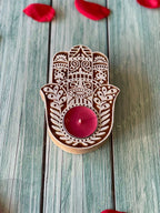 Hamsa Wooden Block Tea Light Holder