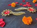 Gemstone Studded Flower & Feather Tea Light Holder