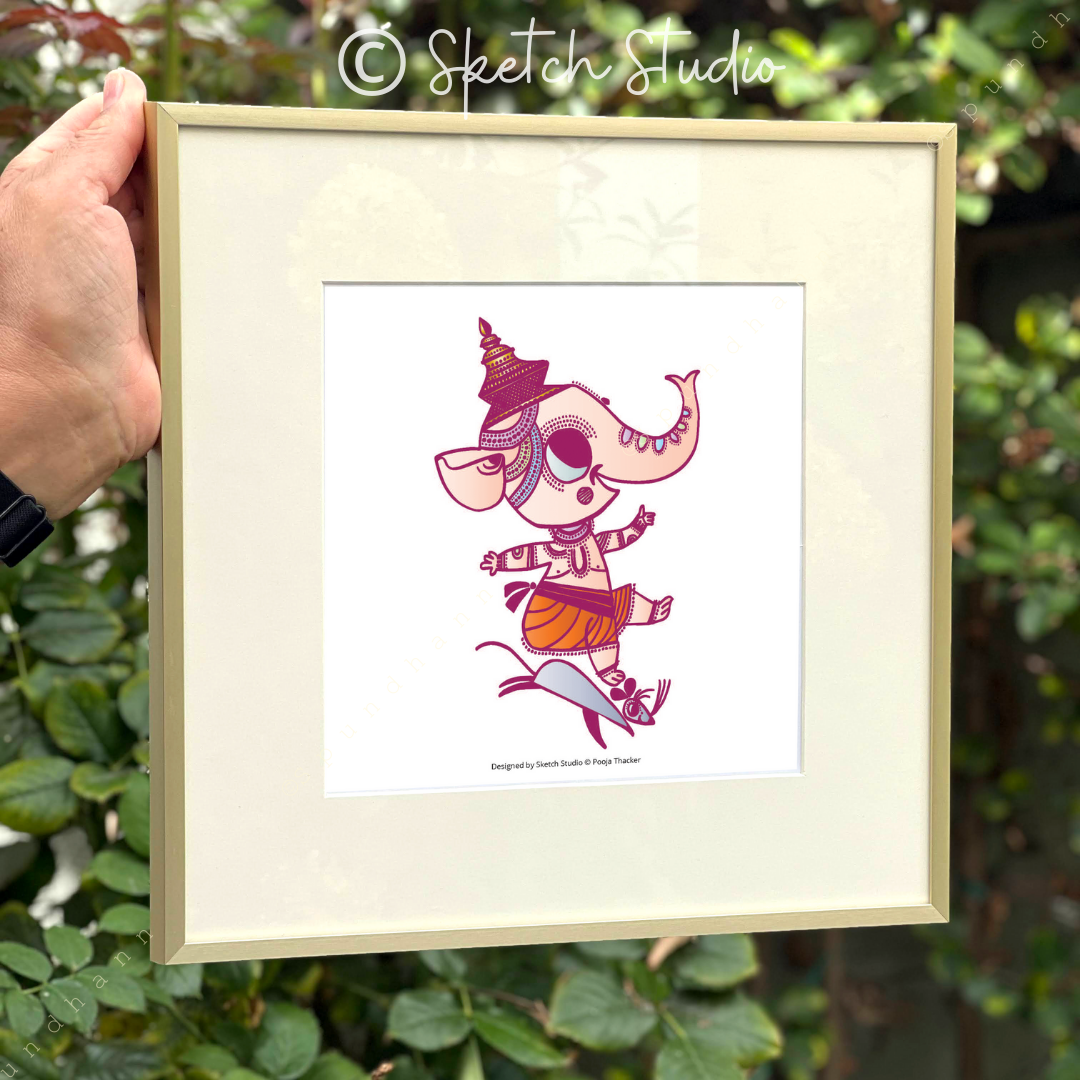 Ganesha Doodle Art - Framed