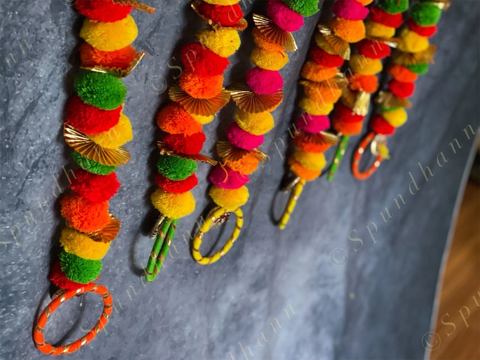 Colorful Pom Pom/Gota Hanging Set of 2