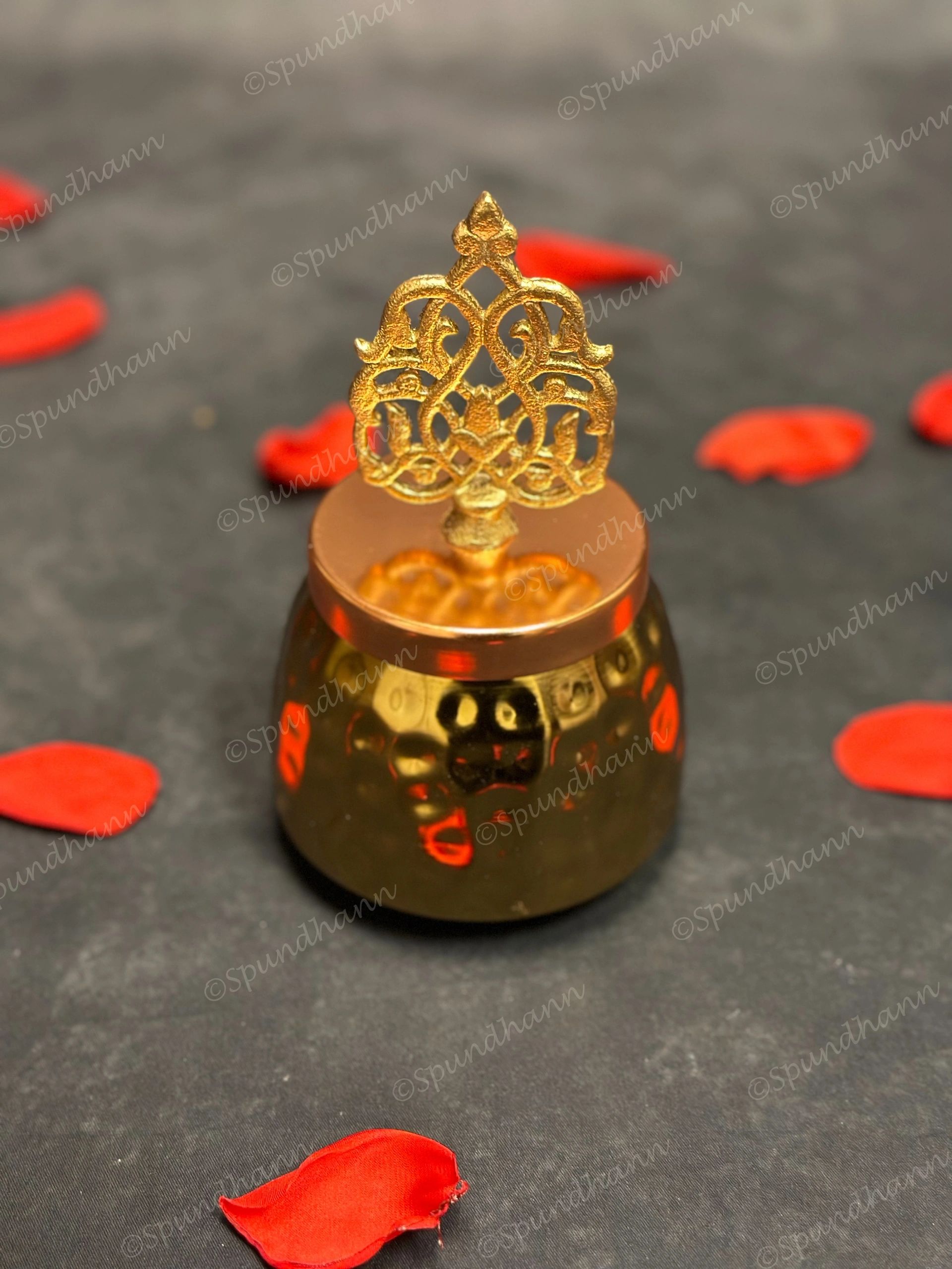 Hammered Small Canister with Taj Lid
