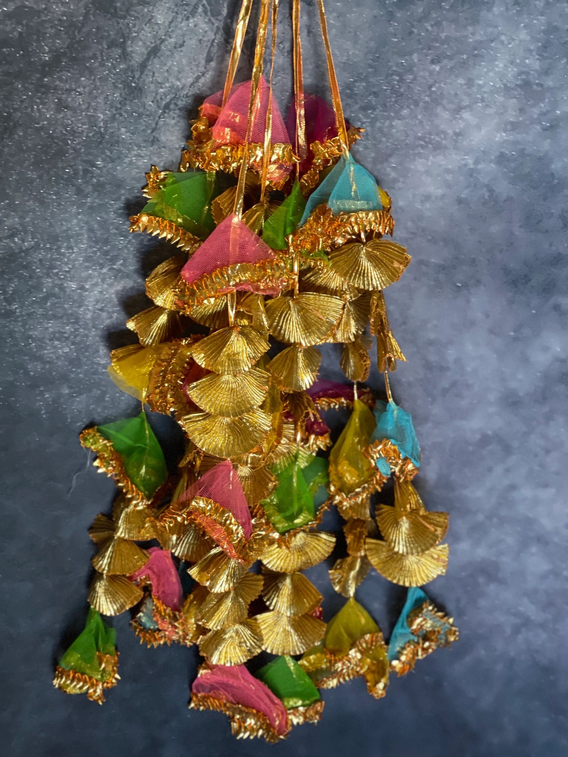 Short Net & Gold Gota Dangler Strings Decor - Pack of 4 Strings