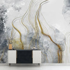Life n Colors: Marble Wallpaper with Gold Color Lines