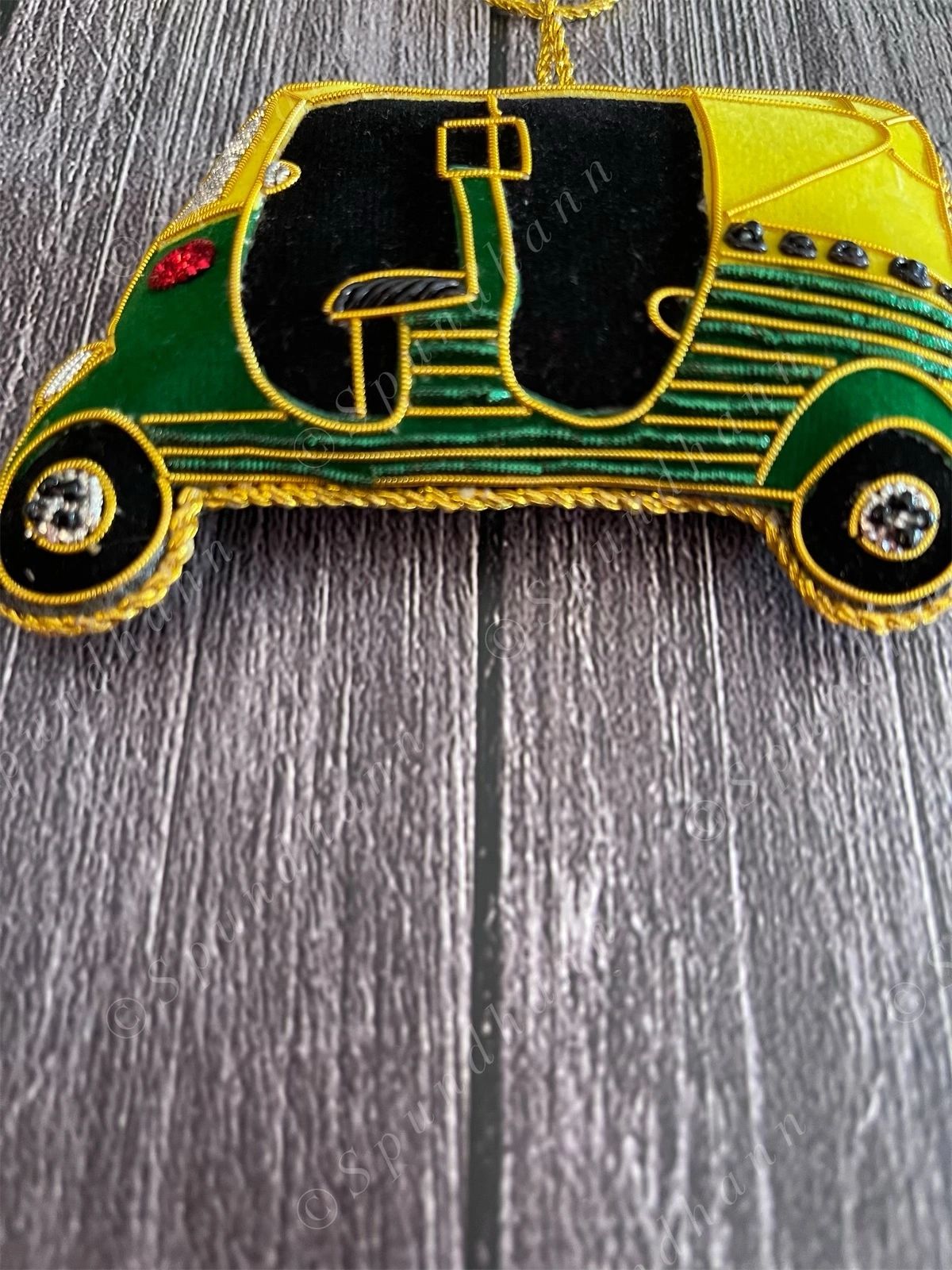 Embroidered Auto-Rickshaw Christmas Tree Ornament