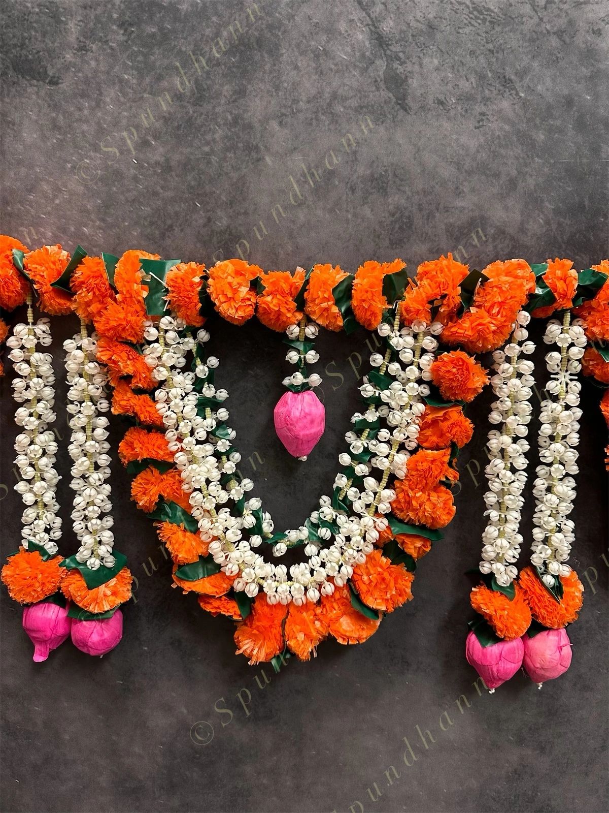 Designer Mango Marigold & Mogra with Lotus Bud Floral Toran