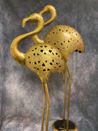Flamingo Figurine Tea Light Holder Pair
